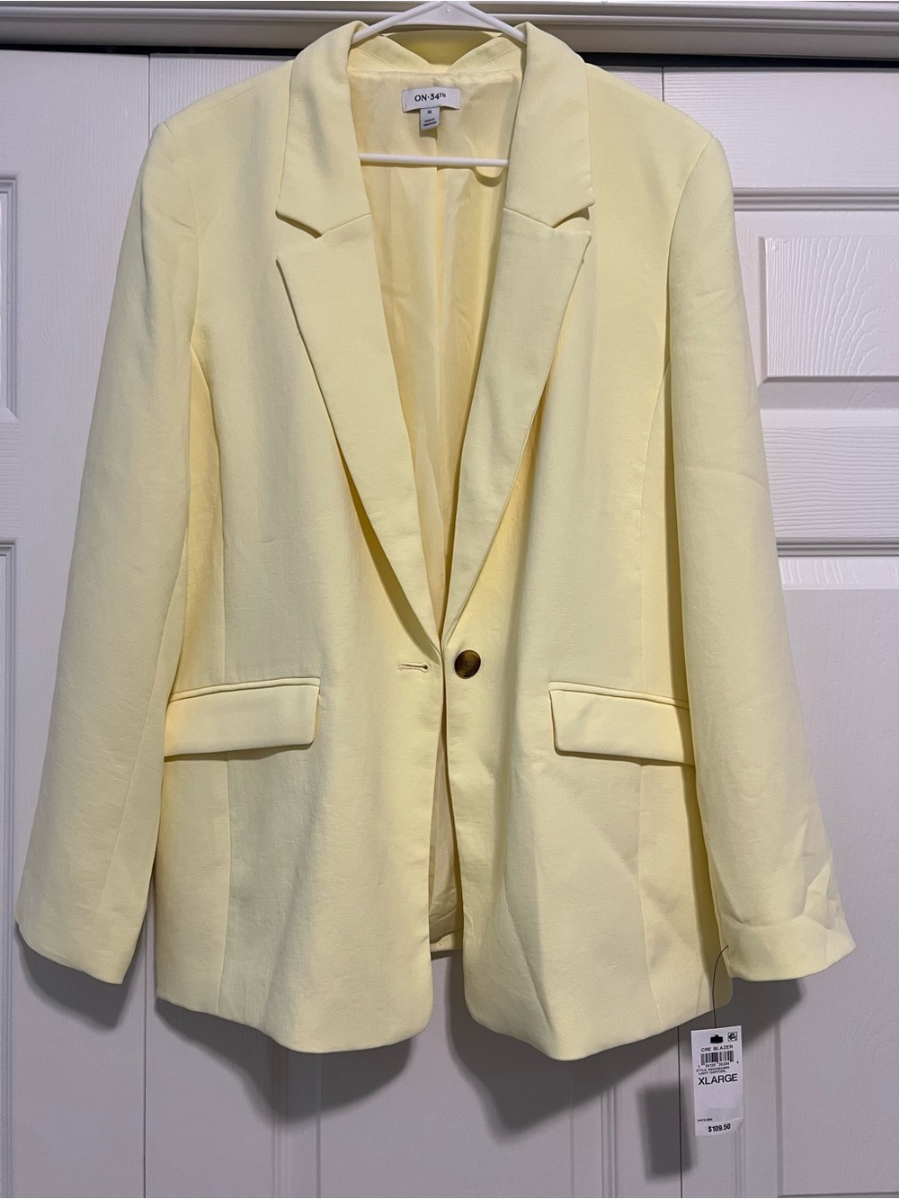 On 34th (Free People) Pale Yellow Single-Button Blazer